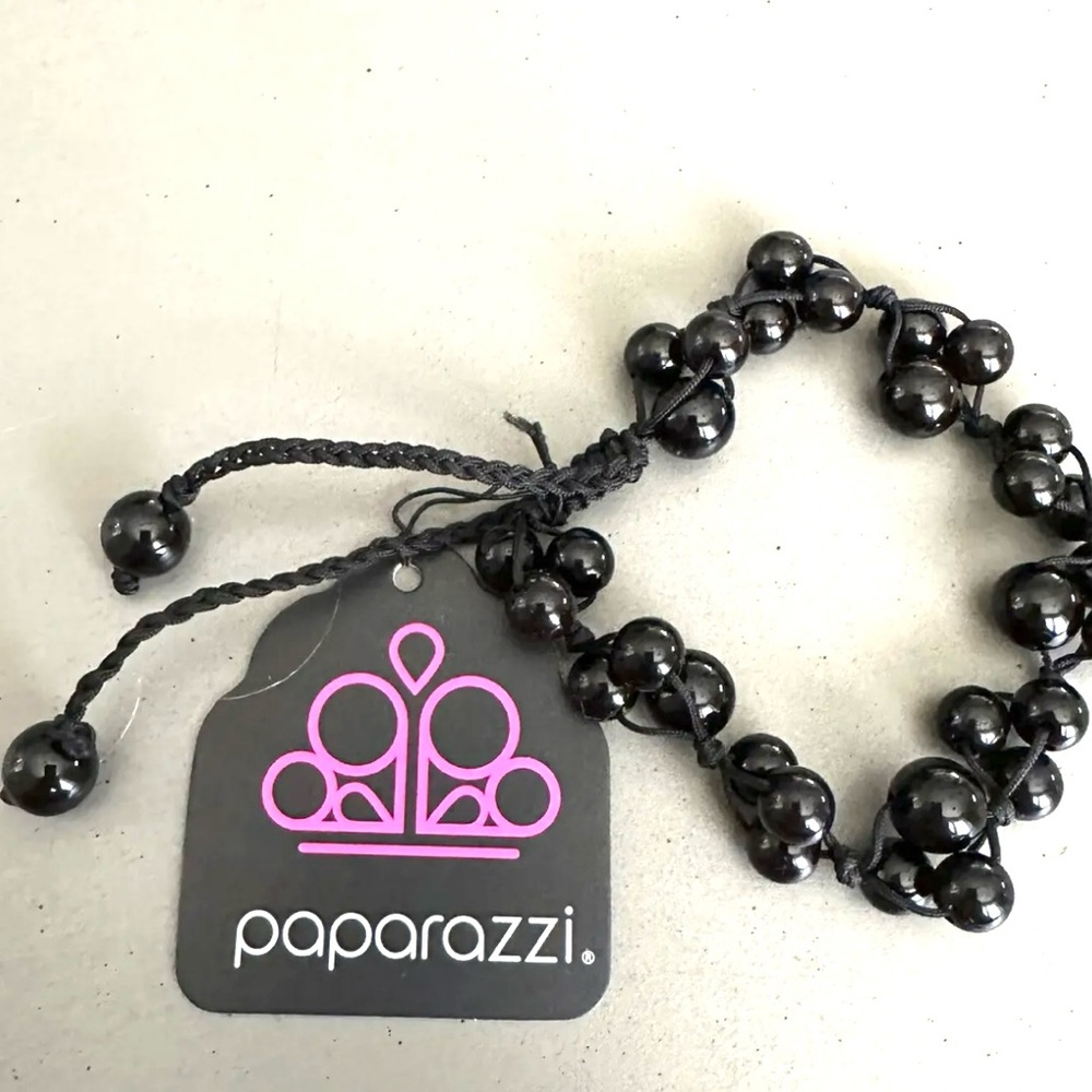 Paparazzi Jewelry Black Beaded Pull String Bracelet Brand New
